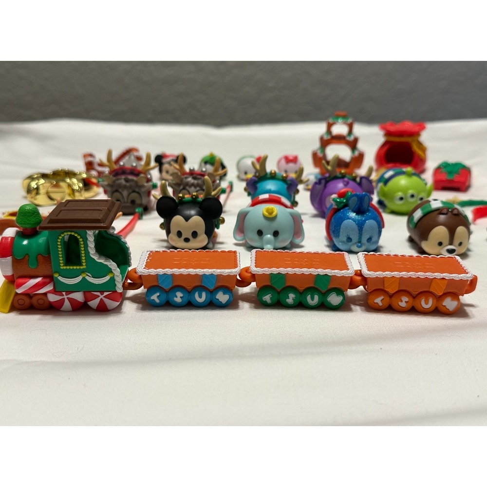 Tsum Tsum Vinyl Figures Lot 24+ Pieces Disney Christmas Train Sleigh Trinkets - Picture 2 of 11